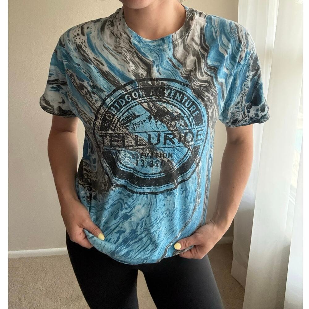 Telluride Colorado Blue Tye Dye T-Shirt outdoors gorpcore  granola vintage 90s
